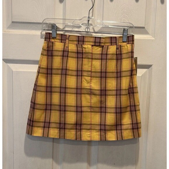 BB Dakota Mini Skirt Yellow Pink Plaid‎ Lined size 4 NWT Festival Y2k Whimsygoth - Picture 1 of 8